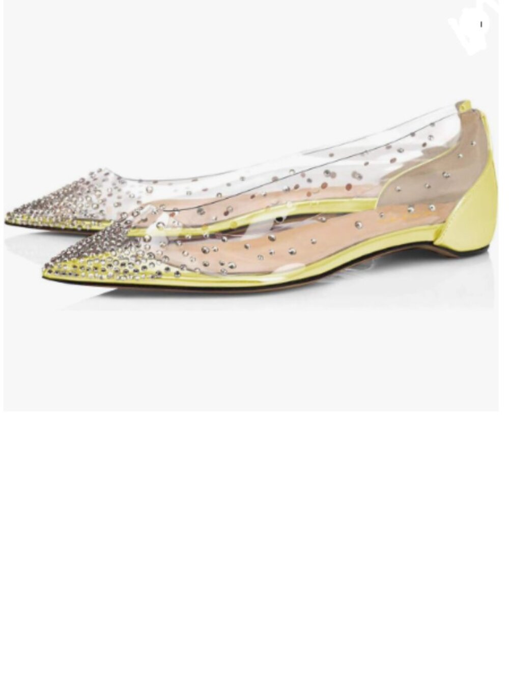 XYD Yellow-clear Rhinestones Studded Ballet Flats Rivets Hidden Heels Shoes